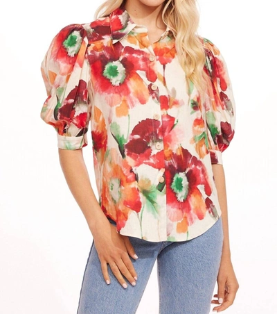 Eva Franco Palmira Top In Wild Poppies In Multi