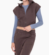 Mono B Mineral Washed French Terry Hooded Vest In Dark Brown In Brown