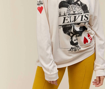 DAYDREAMER WOMEN'S SUN RECORDS X ELVIS KING OF HEARTS LONG SLEEVE TOP IN WHITE