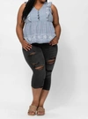 Judy Blue Destroyed Skinny Capri In Black In Black