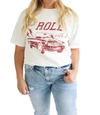 BAEVELY BY WELLMADE ROLL WITH IT TEE IN WHITE