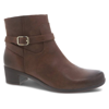 DANSKO WOMEN'S CAGNEY HEELED BOOTIE - MEDIUM WIDTH IN BROWN BURNISHED SUEDE