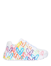 Skechers Uno Sneakers With Neon Graffiti Heart Print In White In Multi