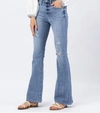 Judy Blue Hi-rise Destroyed Fit & Flare Jean In Light Wash In Blue