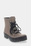 CHOOKA AVA LACE-UP ANKLE RAIN BOOT IN DARK TAUPE