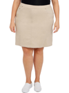 Hearts Of Palm Plus Size Essentials Tech Stretch Pull On Skort With Elastic Wasitband In Beige