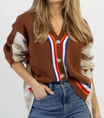Buckle Charlie Hi-lo Contrast Cardi In Choco In Multi