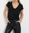 Lamade Suri Organic Deep V Tee In Black In Black