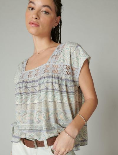 Lucky Brand Women's Printed Beach Square-neck T-shirt In Blue