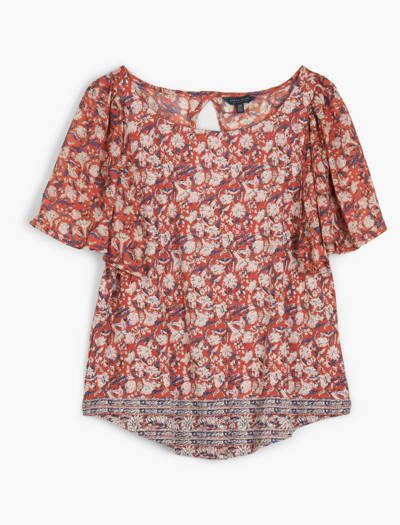 Lucky Brand Plus Size Floral-print Back-cutout Top In Multi