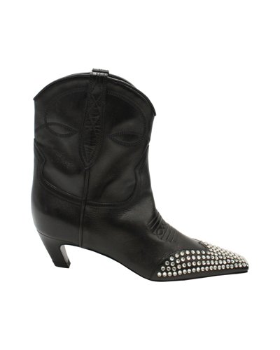 Khaite Dallas Crystal-embellished Leather Ankle Boots In Black