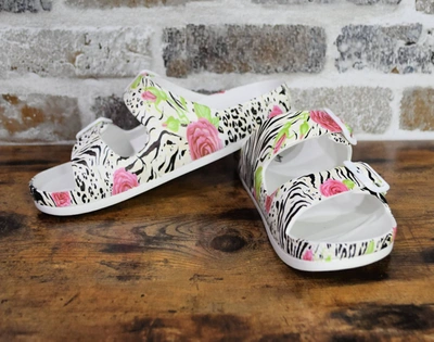 Very G Gypsy Jazz Mama Mia Sandals In White/black/pink In Multi