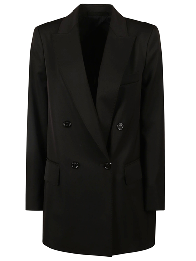Max Mara Levico Double-breasted Wool And Mohair-blend Twill Blazer In Black