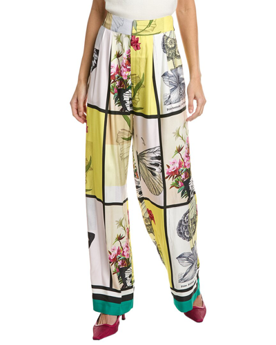 Ted Baker Womens White Embelae Floral-print Wide-leg Mid-rise Woven Trousers In Yellow