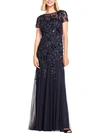 ADRIANNA PAPELL WOMENS SEQUINED MAXI EVENING DRESS