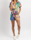 ALAMIA GISABELLE PATCHWORK FLORAL ROMPER IN MULTICOLORED