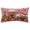 PEKING HANDICRAFT 16"X9" GINGERBREAD TRAIN WITH CANDY CANE SWIRLS HOOK PILLOW IN PINK