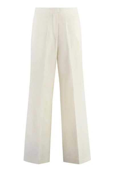 Fabiana Filippi Linen Wide-leg Trousers In Ivory