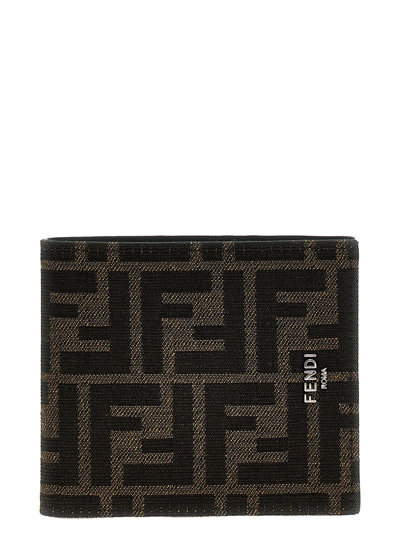 Fendi Ff Fabric Bifold Wallet In Brown