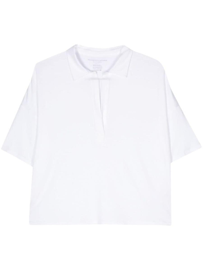 Majestic Filatures Oversized Viscose Polo Shirt In White