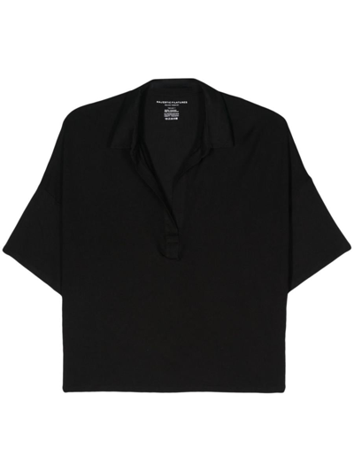 Majestic Filatures Oversized Viscose Polo Shirt In Black
