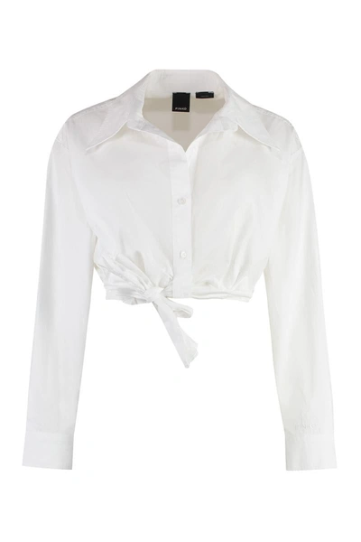 Pinko Poplin Cropped Shirt In White