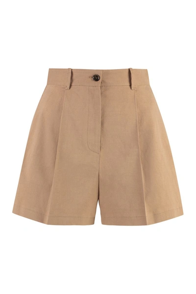 Pinko Tailored Linen-blend Shorts In Brown