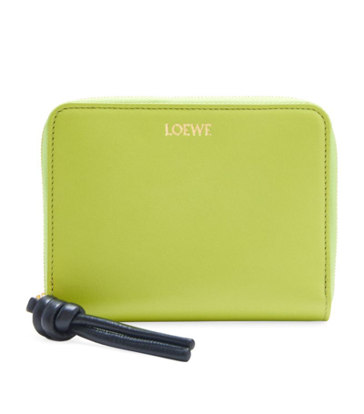 Loewe Leather Knot Zip-around Wallet In Green