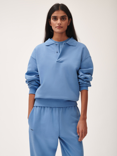 Pangaia Womens Dna Heavyweight Polo Sweatshirt In Summit Blue