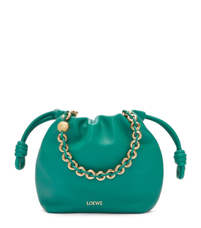 Loewe Mini Leather Flamenco Shoulder Bag In Green