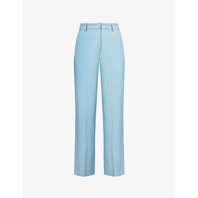 Weekend Max Mara Womens Water Malizia Wide-leg Mid-rise Linen Trousers In Light Blue