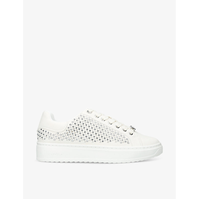 Carvela Womens White Dream Jewel Crystal-embellished Woven Low-top Trainers