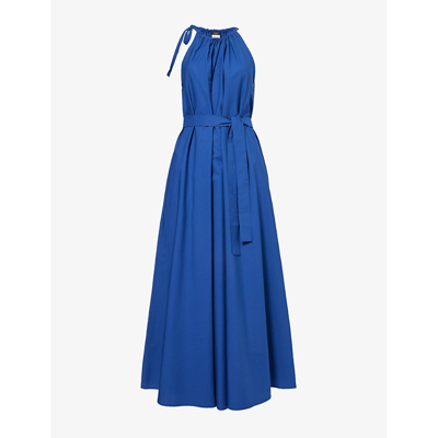 Weekend Max Mara Womens Navy Fidato Sleeveless Cotton Midi Dress