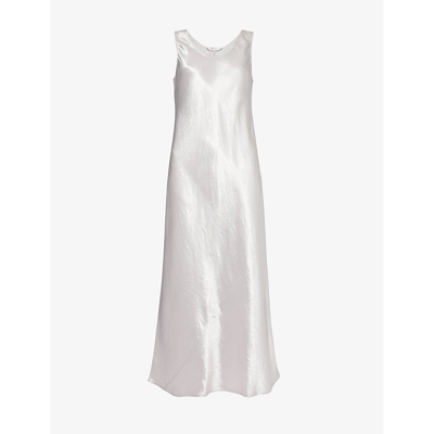 Max Mara Talete Sleeveless Satin Midi Dress In Silver