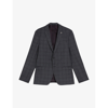 TED BAKER TED BAKER MENS CHARCOAL ZIONSJI SLIM-FIT CHECK WOOL-BLEND BLAZER