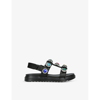 KURT GEIGER KURT GEIGER LONDON GIRLS BLACK/COMB KIDS MINI ORSON CRYSTAL-EMBELLISHED LEATHER SANDALS 7-10 YEARS