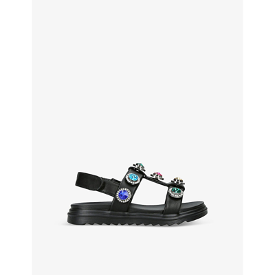 Kurt Geiger Kids' Mini Orson Crystal Sandals In Black/comb