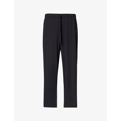 Issey Miyake Pleats Please  Womens Black Pleated Wide-leg Mid-rise Knitted Trousers