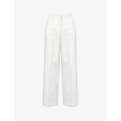 Weekend Max Mara Womens Ivory Zircone Wide-leg Mid-rise Cotton And Linen-blend Trousers