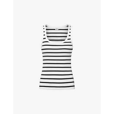 Twist & Tango Violet Striped Stretch Organic-cotton Vest Top In Black Stripe