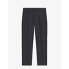 TED BAKER TED BAKER MENS CHARCOAL CHECK SLIM-FIT STRAIGHT-LEG WOOL-BLEND TROUSERS