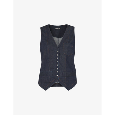 Whistles Womens Navy Joanna Parch-pocket Denim Waistcoat