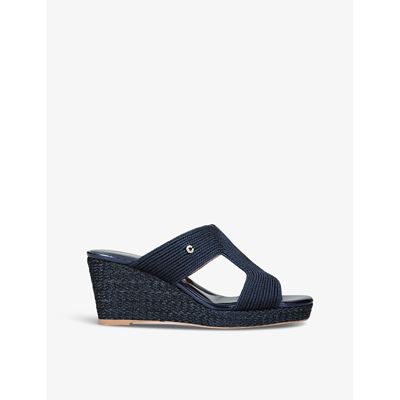 CARVELA CARVELA WOMEN'S NAVY GALA ROPE-EFFECT WOVEN HEELED SANDALS