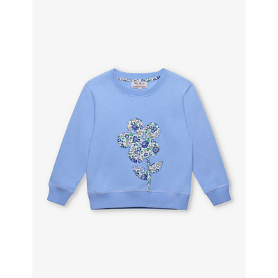 Trotters Girls Blue Felicite Kids Felicite Flower-patch Cotton Jumper 2-11 Years