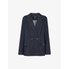 Whistles Womens Navy Joanna Patch-pocket Denim Blazer In Navy