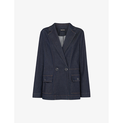 Whistles Womens Navy Joanna Patch-pocket Denim Blazer