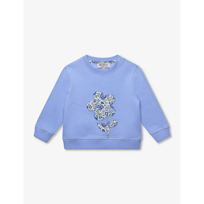 Trotters Babies'  Blue Felicite Felicite Flower-motif Cotton Sweatshirt 3-24 Months