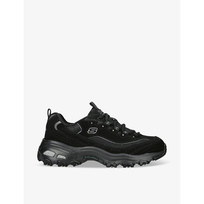 Skechers D'lites Biggest Fan Mesh And Leather Low-top Trainers In Black