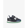 BOSS BY HUGO BOSS BOSS BY HUGO BOSS BOYS NAVY KIDS LOGO-STRAP LOW-TOP MESH WOVEN TRAINERS