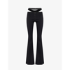 MUGLER MUGLER WOMEN'S BLACK FLARED-LEG MID-RISE STRETCH-WOVEN TROUSERS